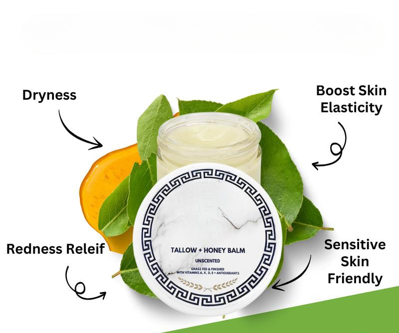 Grass-Fed Tallow and Honey Balm with Essential Oils for Dry and Sensitive Skin