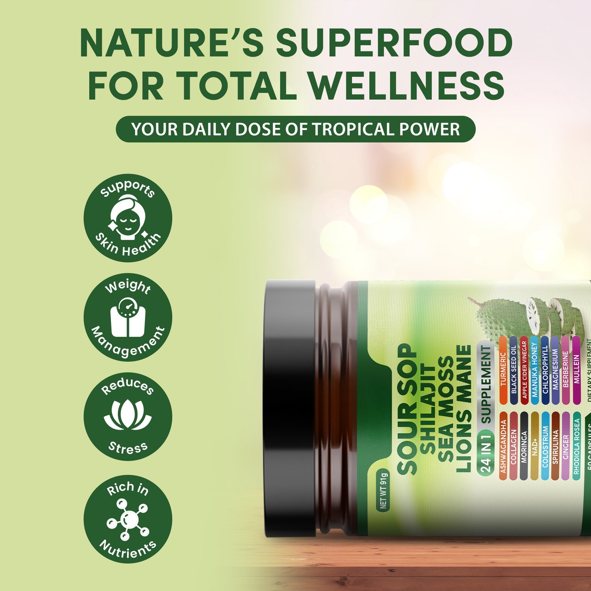 4-in-1 Soursop Supplement with Sea Moss, Black Seed Oil and Turmeric